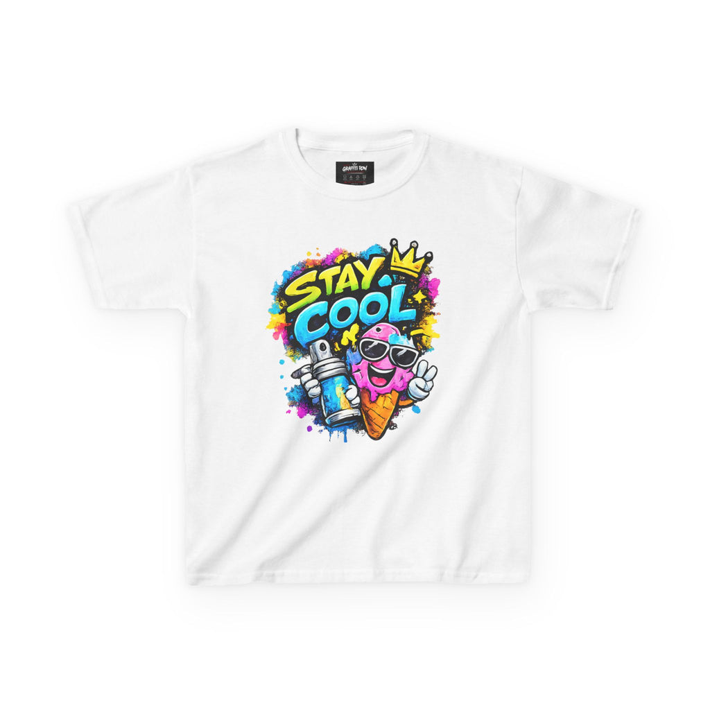 Stay Cool Kids T-Shirt — Fun Ice Cream Cartoon Graphic Tee for Boys & Girls