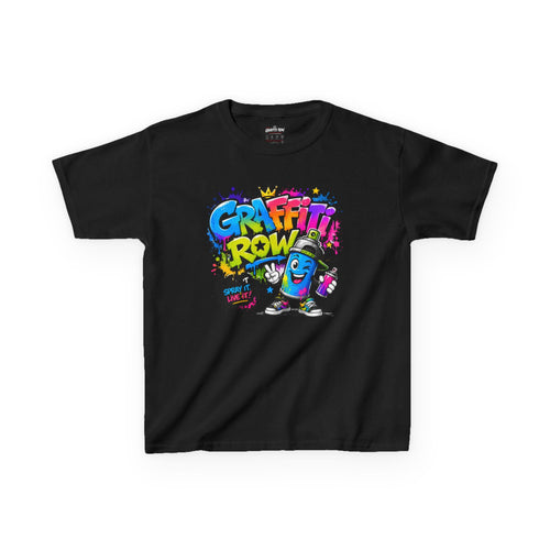 Graffiti Crew Kids T‑Shirt — Colorful Street Art Spray Can Design