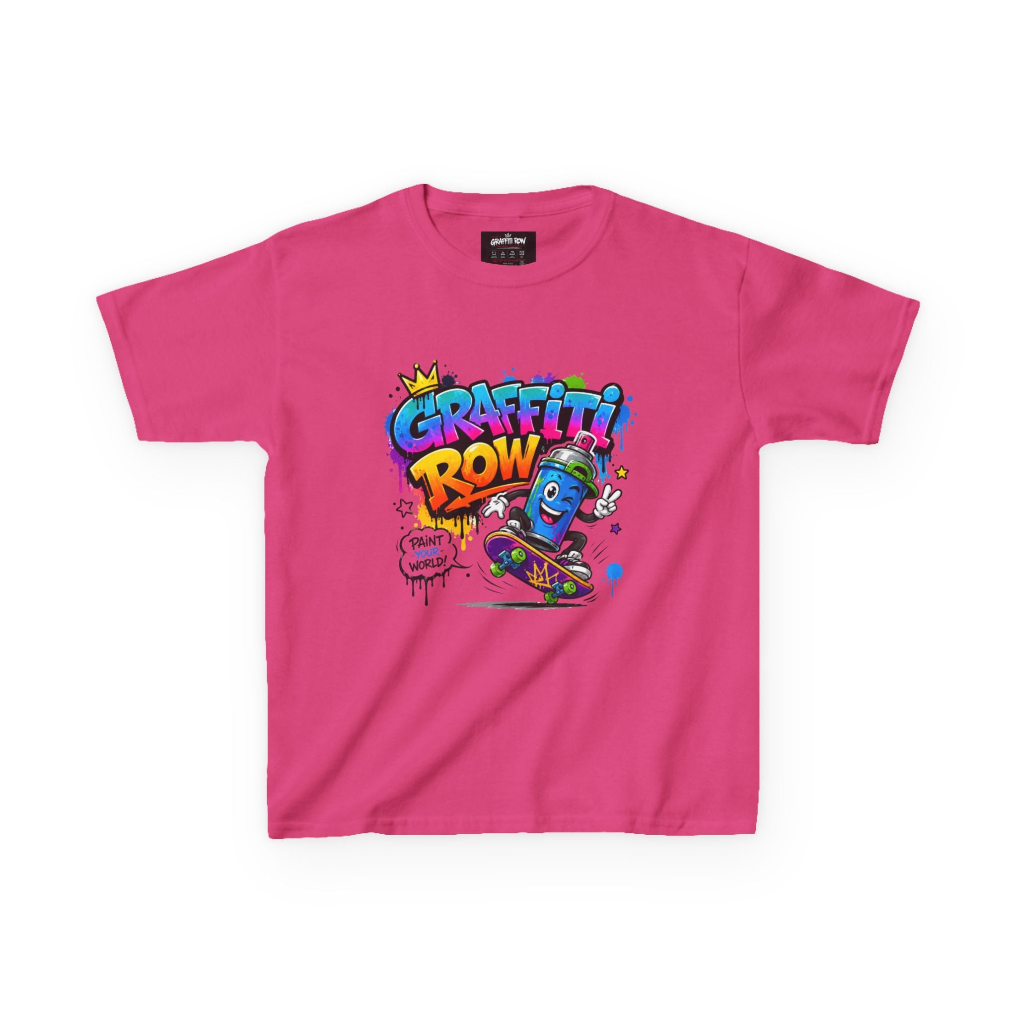 Kids Graffiti Crew T‑Shirt – Skateboard Spray Can Design