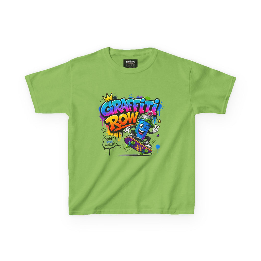 Kids Graffiti Crew T‑Shirt – Skateboard Spray Can Design