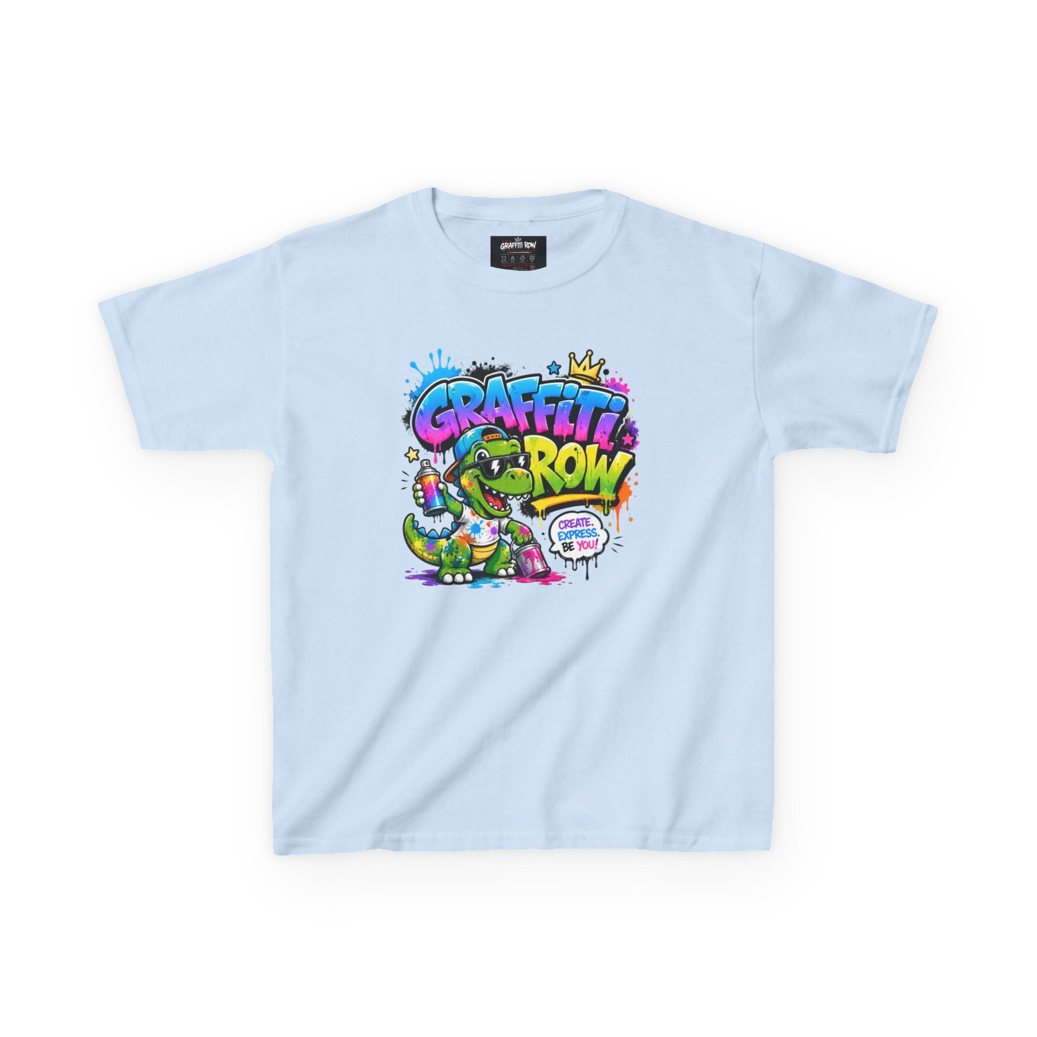 Graffiti Grow Kids T‑Shirt — Colorful Urban Dino Design