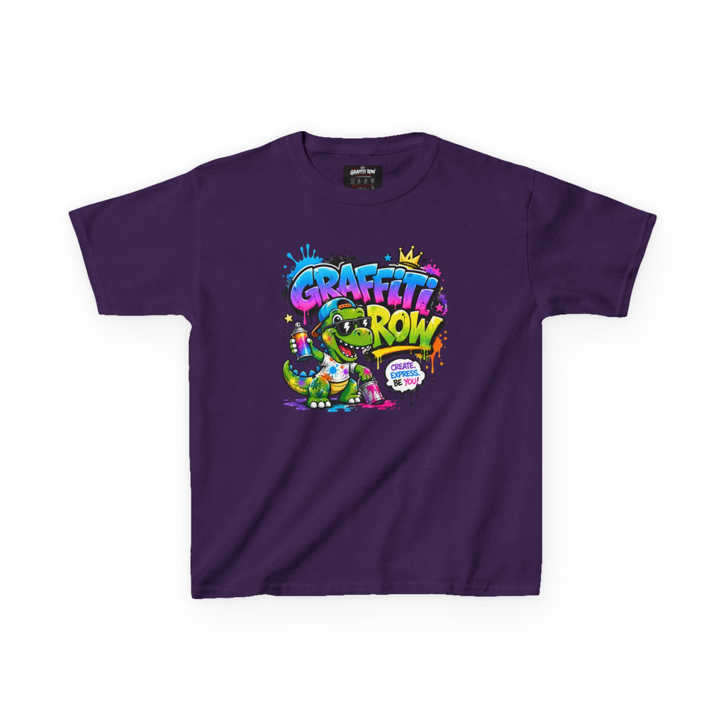 Graffiti Grow Kids T‑Shirt — Colorful Urban Dino Design