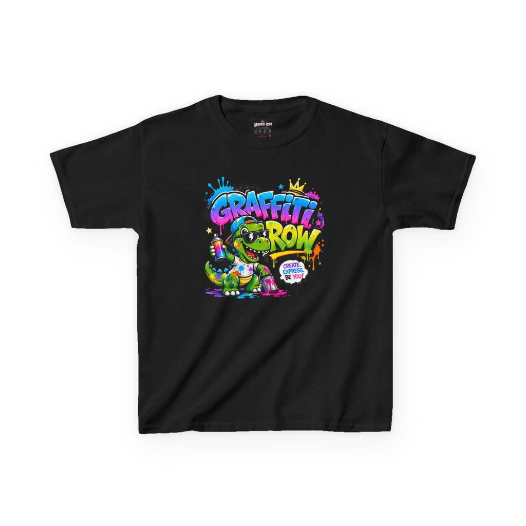Graffiti Grow Kids T‑Shirt — Colorful Urban Dino Design