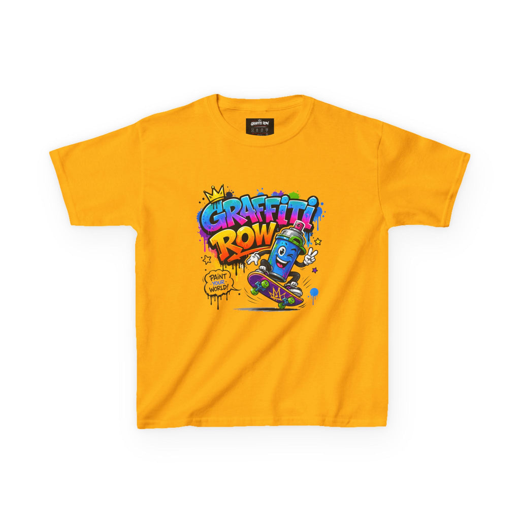 Kids Graffiti Crew T‑Shirt – Skateboard Spray Can Design