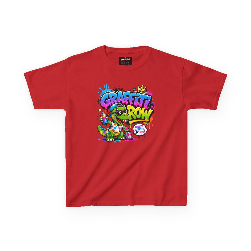 Graffiti Grow Kids T‑Shirt — Colorful Urban Dino Design