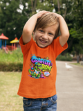 Graffiti Grow Kids T‑Shirt — Colorful Urban Dino Design