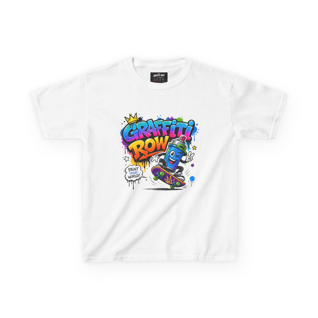 Kids Graffiti Crew T‑Shirt – Skateboard Spray Can Design