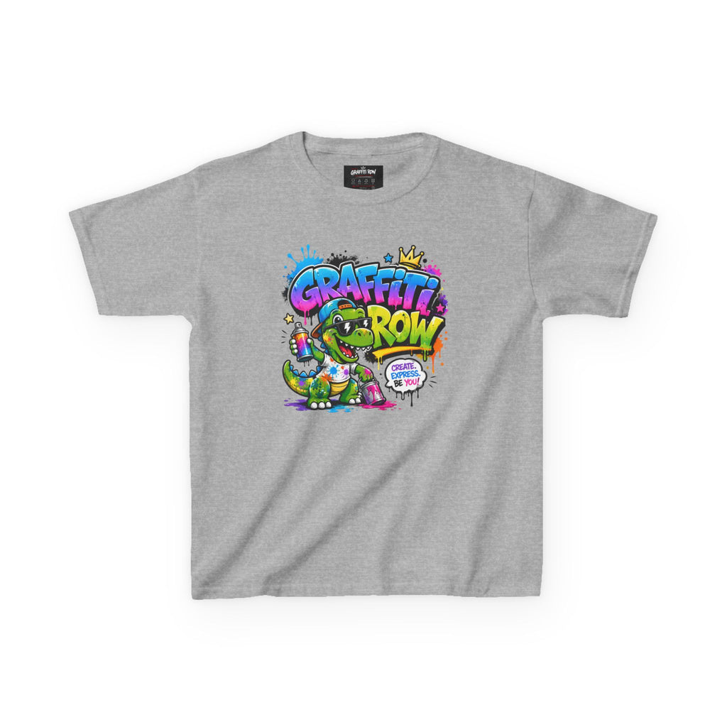 Graffiti Grow Kids T‑Shirt — Colorful Urban Dino Design