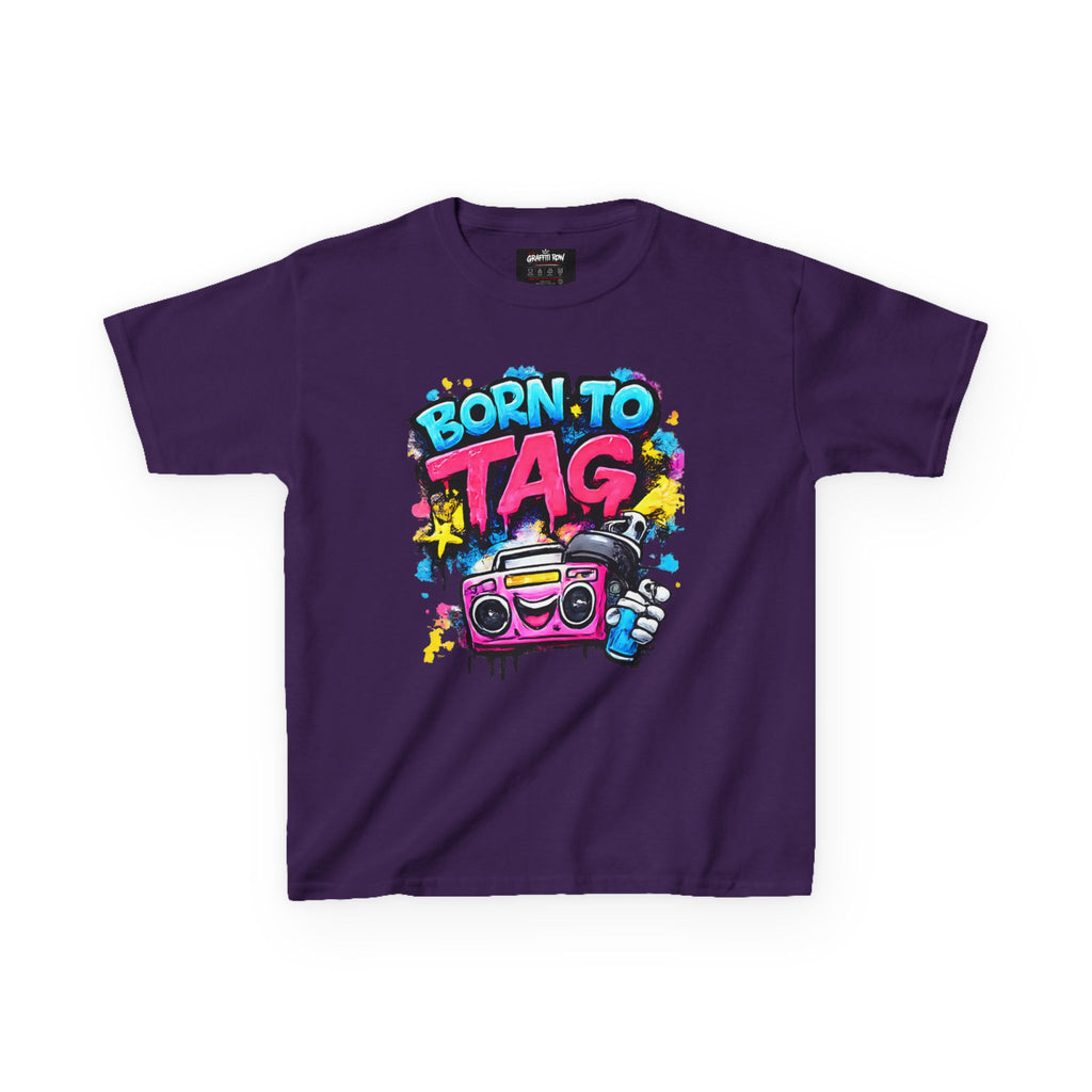 Kids T‑Shirt — "Born to Tag" Graffiti Boombox Tee