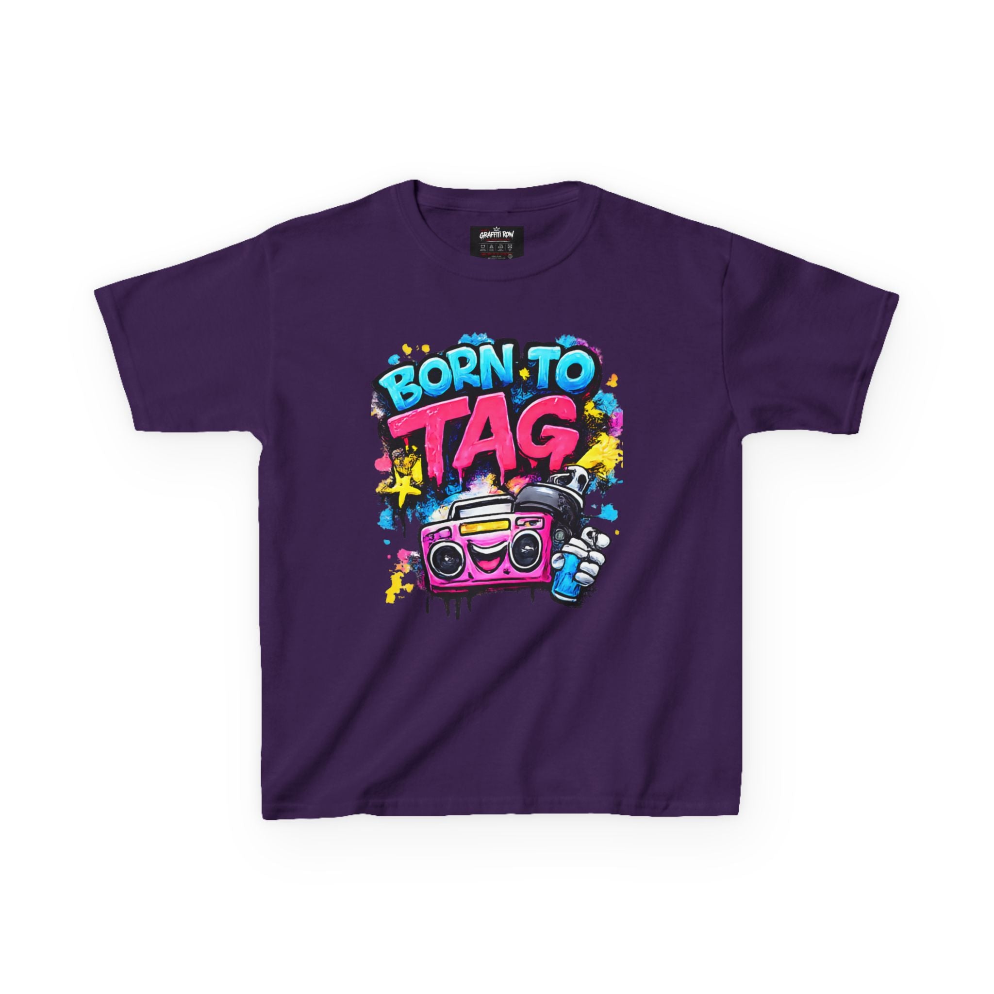 Kids T‑Shirt — "Born to Tag" Graffiti Boombox Tee